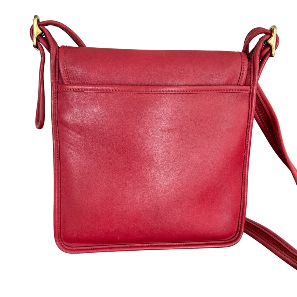 Rare Coach Vintage Red Leather Flap Bag Messenger Y2K Shoulder Bag Crossbody - Picture 6 of 17